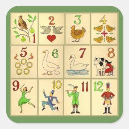 Sticker, glänzend, groß, 3 Zoll CHRISTMAS FOLART Quadratischer Aufkleber