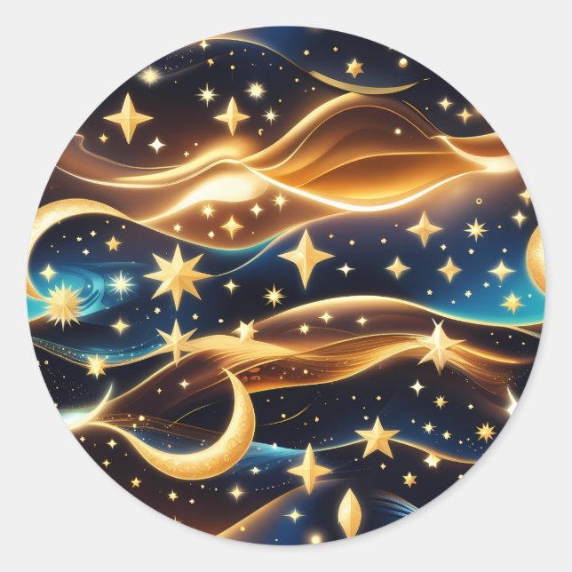 Sticker - Golden Ochre Celestial Moon Lunar Design (Vorderseite)