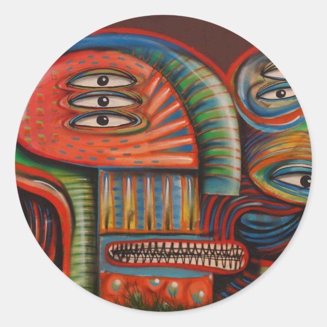 Sticker: Graffiti-Augen Runder Aufkleber (Vorderseite)