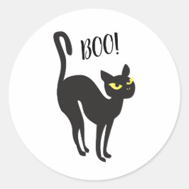 Sticker Halloween, Katze, Schwarz, Boo!