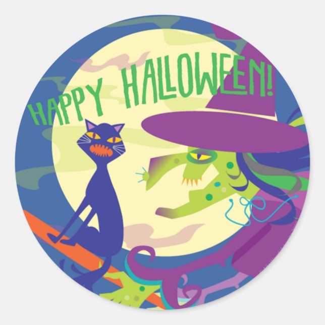 STICKER Happy Halloween Hexe (Vorderseite)