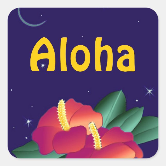 Sticker Hawaiian Night Stars Hibiskus Aloha (Vorderseite)