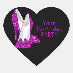 Sticker Heart Hot Pink High Heel Schuhe