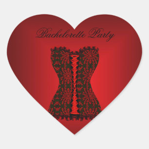 Sticker Heart Junggeselinnen-Abschied Black Red Co