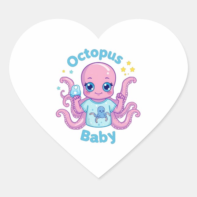 Sticker Herz Oktopus Baby  (Vorderseite)