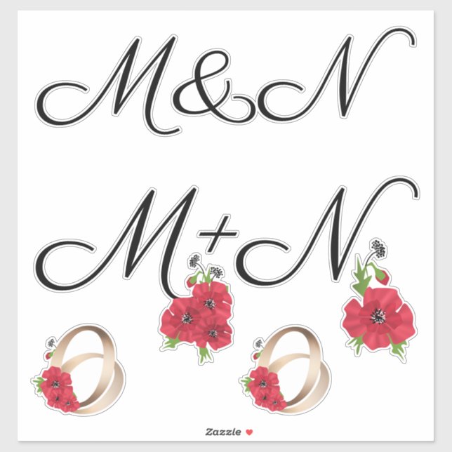Sticker Hochzeit, Hochzeit, Briefe, Typografie, fl (Blatt)