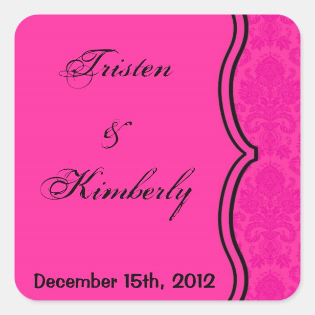 Sticker Hot Pink Black Damask Lace Print (Vorderseite)