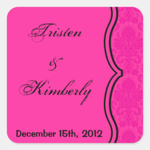 Sticker Hot Pink Black Damask Lace Print