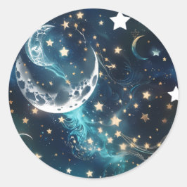 Sticker - Icy Blue Moon Phases Celestial Moon Desi