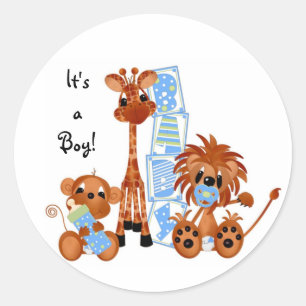 Sticker-It's a Boy Dschungel Babies Runder Aufkleber