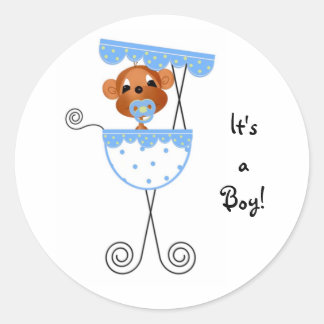 Sticker-It's a Boy Dschungel Babies Runder Aufkleber
