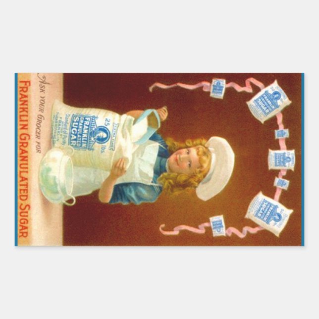 Sticker Kitchen Vintage Ad Girl Granulatzucker (Vorderseite)
