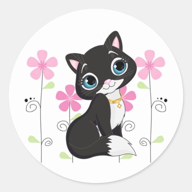 Sticker-Kitty Runder Aufkleber (Vorderseite)