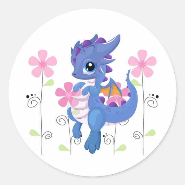 Sticker-Lila Drache Runder Aufkleber (Vorderseite)