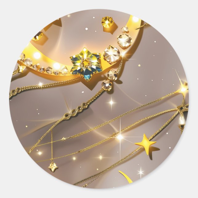 Sticker – Luxury Topaz Yellow Celestial Moon (Vorderseite)
