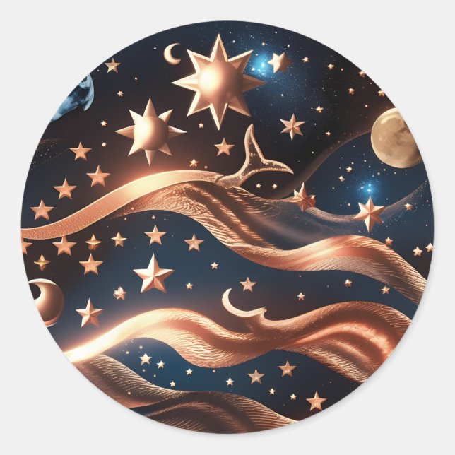 Sticker - Luxus-Bronze-Himmelsmond-Design (Vorderseite)