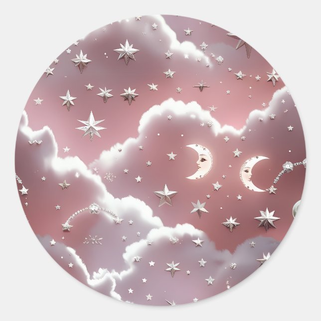 Sticker – Luxus-Quarz-Rosa-Himmelsmond (Vorderseite)