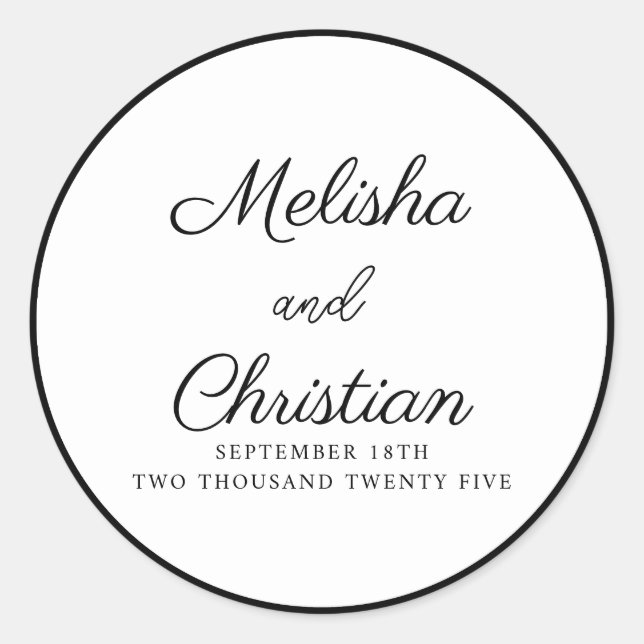 Sticker Minimalistisch Moderne Hochzeit (Vorderseite)