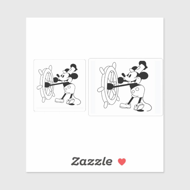 Sticker mit Steamboat Willie Design (Blatt)