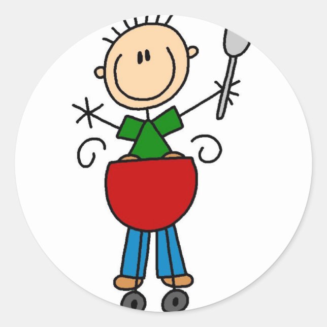 Sticker mit Stockfigur BBQ (Vorderseite)