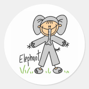 Sticker mit Strichmännchen im Elefantenkostüm