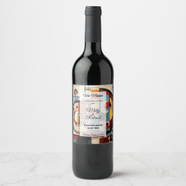 Sticker mit Weinflasche Weinetikett