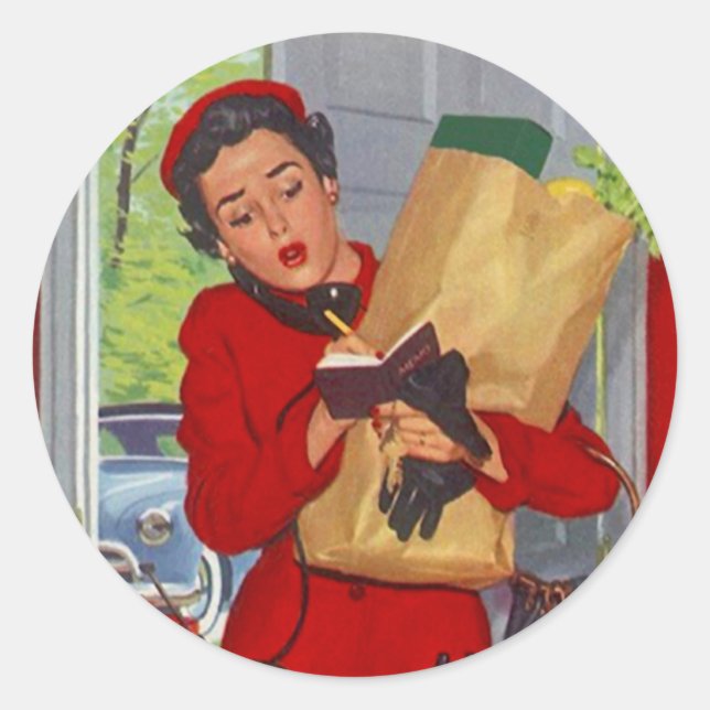 Sticker modische Retro Lady & Life in Burbs (Vorderseite)