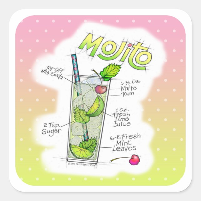STICKER - MOJITO RECIPE COCKTAIL ART (Vorderseite)