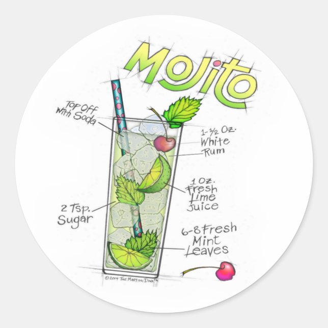 STICKER - MOJITO RECIPE COCKTAIL ART (Vorderseite)