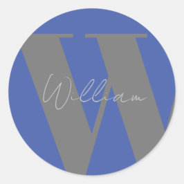STICKER Monogram Name blau grau stylisch