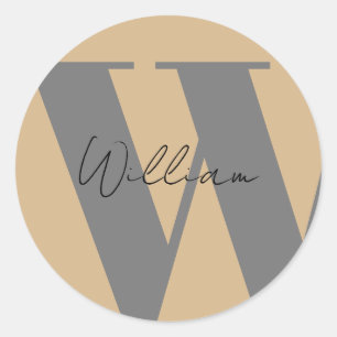 STICKER Monogramm Name mocha braun grau stilvoll