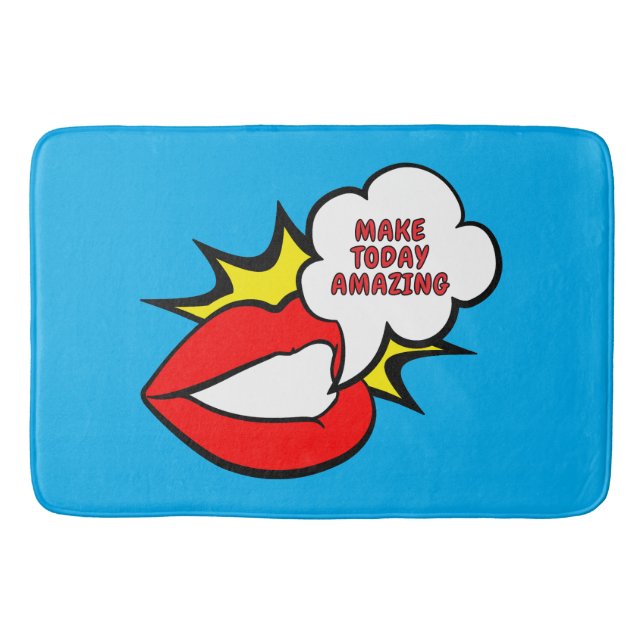 Sticker - Mund Sprechblase + DEIN TEXT & IDEE 1 Badematte (Vorderseite)