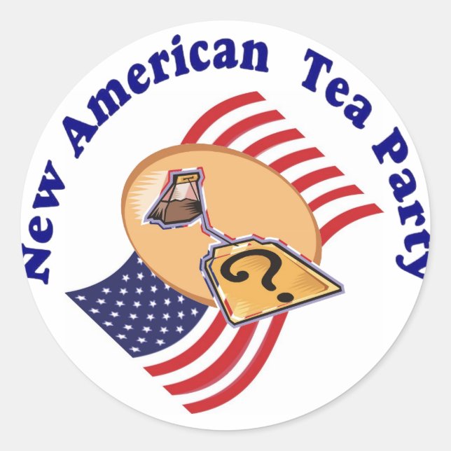 Sticker-New American Tee Party Runder Aufkleber (Vorderseite)