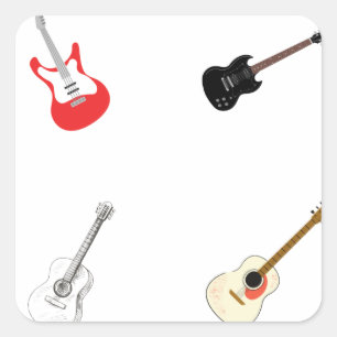 Sticker-Pack - Gitarre Quadratischer Aufkleber