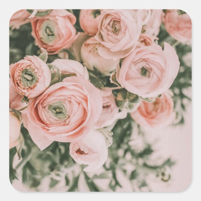 STICKER: PEONIEN QUADRATISCHER AUFKLEBER (Vorderseite)