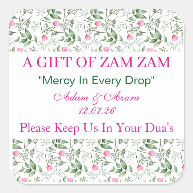 Sticker-Personalized Nikkah Zam Zam Water Stickers (Vorderseite)