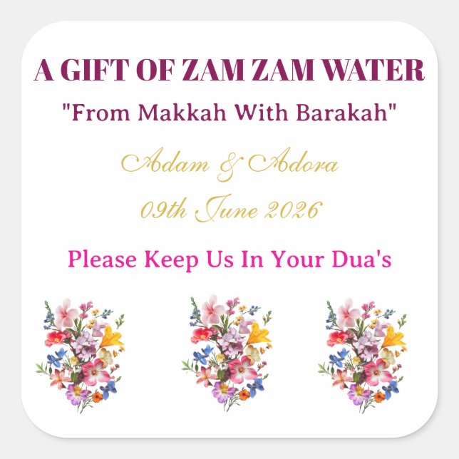 Sticker-Personalized Nikkah Zam Zam Water Stickers (Vorderseite)