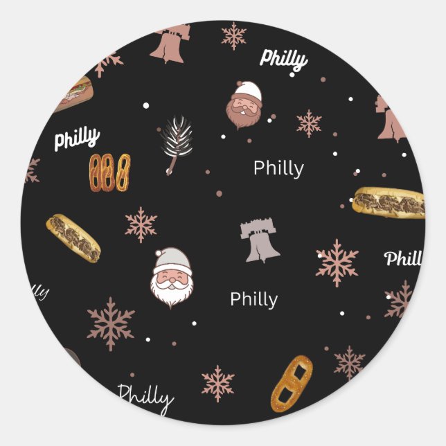 Sticker-Philly Christmas Runder Aufkleber (Vorderseite)