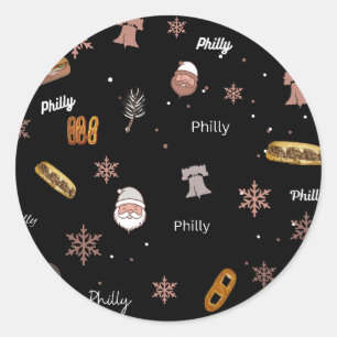 Sticker-Philly Christmas Runder Aufkleber