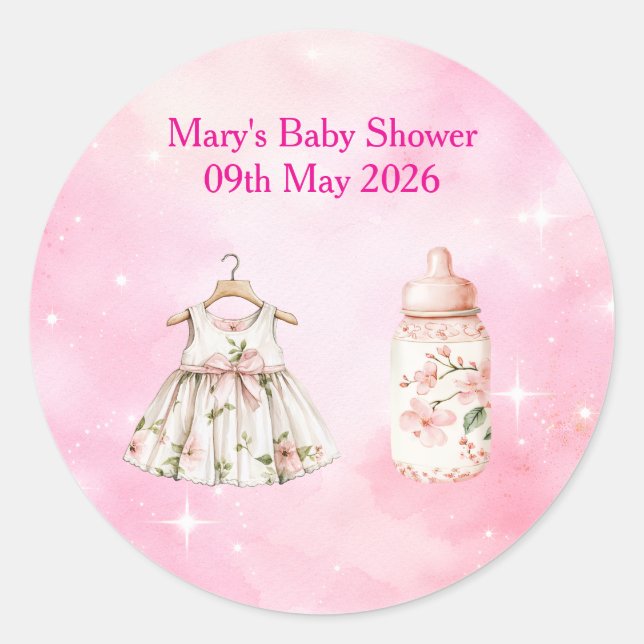 Sticker-Pink Chinoiserie  Baby Shower Stickers (Vorderseite)