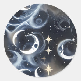 Sticker - Platin Silber Himmelsmond Mystik