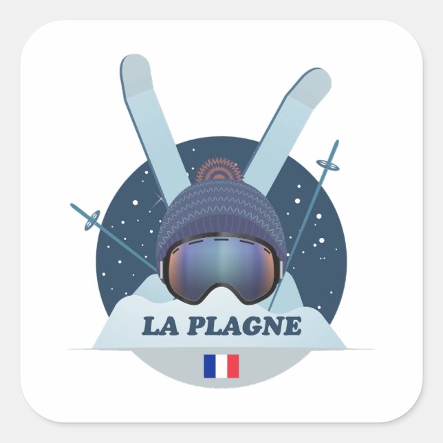 Sticker Quadrat Die große Skistation (Vorderseite)