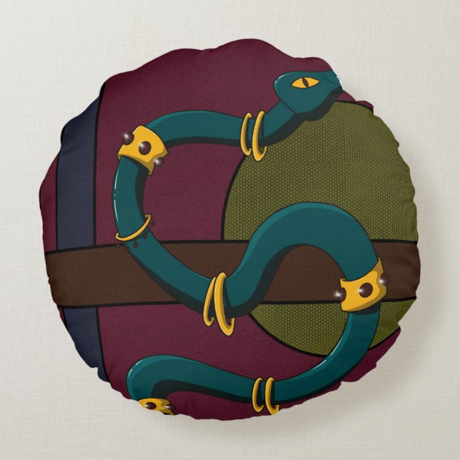 Sticker Quadrat Snake Rundes Kissen (Rückseite)