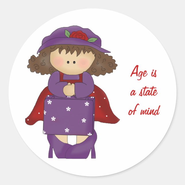Sticker-Red Hat Ladys Runder Aufkleber (Vorderseite)