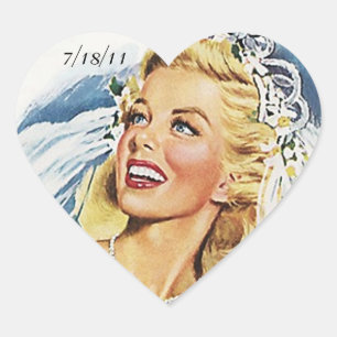 Sticker Retro Bride Ehe Heiratsdatum