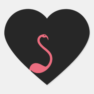 Sticker Retro Stationery Pink Flamingo Schwarzes H