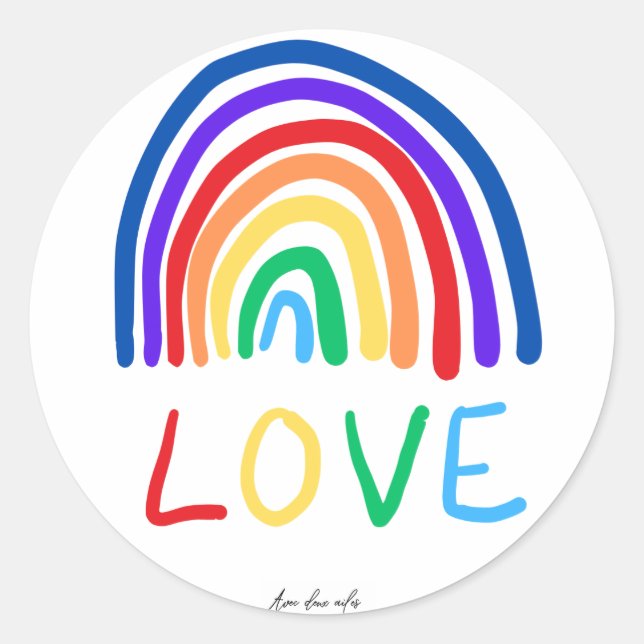 Sticker rond LOVE RAINBOW (Vorderseite)