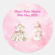 Sticker-Rosa Chinoiserie  Baby Shower-Aufkleber