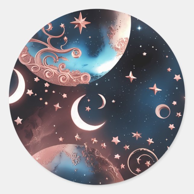Sticker - Rose Gold Celestial Moon Design (Vorderseite)