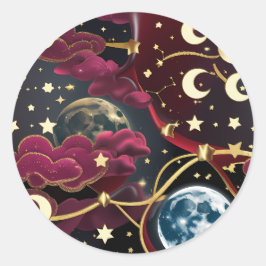 Sticker - Rotes himmlisches Mond-Design Mystisch L